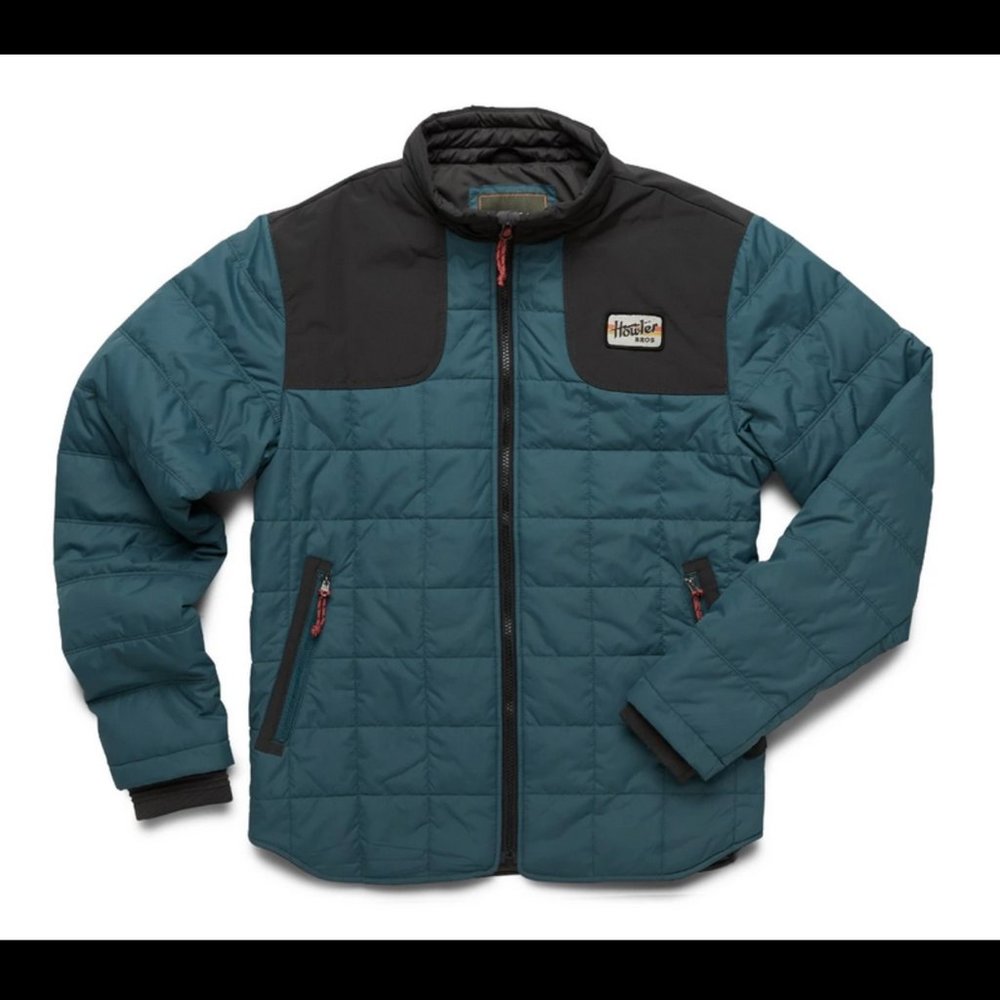 Howler Brothers Men’s Merlin Jacket Zip Puffer Teal Black Grey Blue
